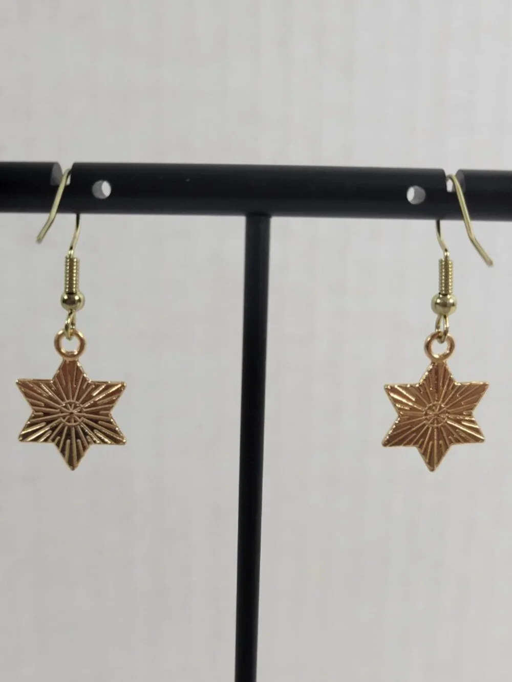 USA 6 Point Star Flag Earrings Patriotic July 4th Dangle Drop Women Jewelry E56E